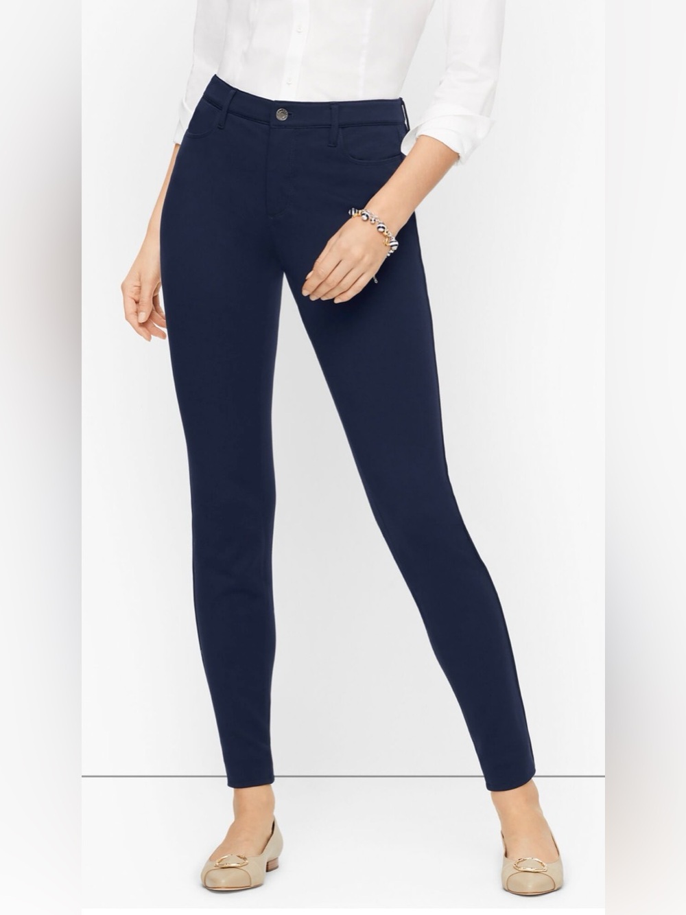 Talbots Navy Ponte High Waist Ankle Jeggings, 12